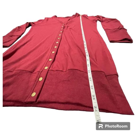 Soft Long Burgundy Cardigan Sweater w/ Snaps 2XL - Picture 6 of 14